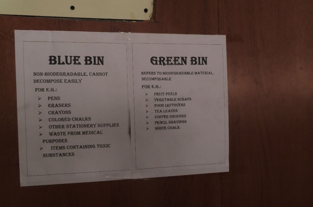 Blue and Green Bin separated in "Waste Wise Symphony" Initiative mentored by Project Qaabil